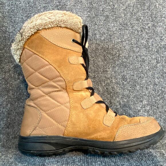 Columbia Women Columbia Women 7.5 Ice Maiden II Tan Faux Fur Waterproof Insulated Ski Snow Boot